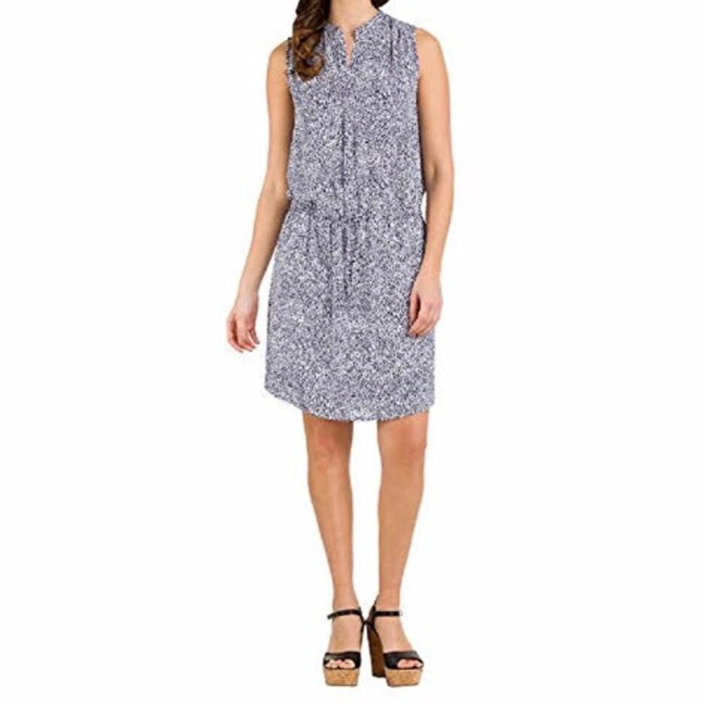 Hilary‎ Radley Blue White Animal Print Blouson Tank Dress Womens Size 10